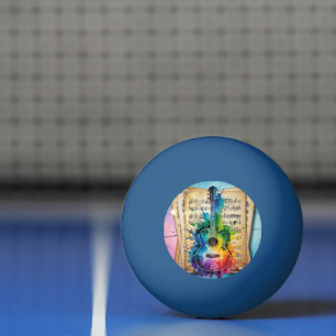 Balle De Ping Pong Mélodie colorée : Guitare peinte sur musique Vinta