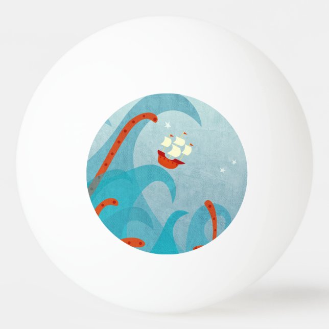 Balle De Ping Pong Mer Monster voilier bleu (Devant)