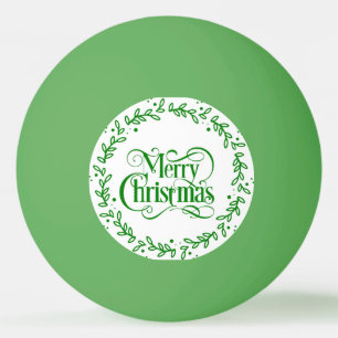 BALLE DE PING PONG MERRY CHRISTMAS GREEN WREATH
