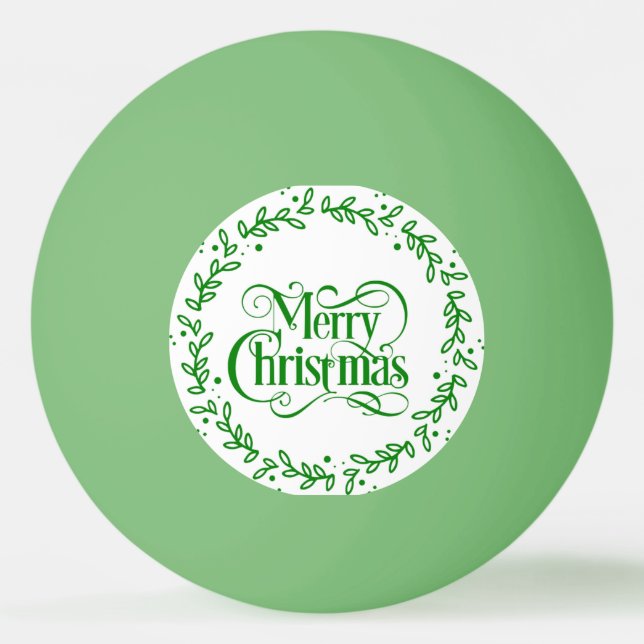 BALLE DE PING PONG MERRY CHRISTMAS GREEN WREATH (Devant)