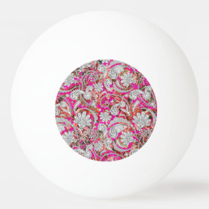 Balle De Ping Pong Mignons motifs paisley blanc rose