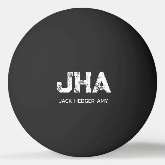 BALLE DE PING PONG MINIMALIST WHITE THREE LETTER MONOGRAM NAME BLACK (Devant)