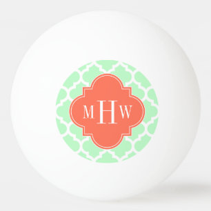 Balle De Ping Pong Mint Blanc Marocain #5 Corail 3 Monogramme initial