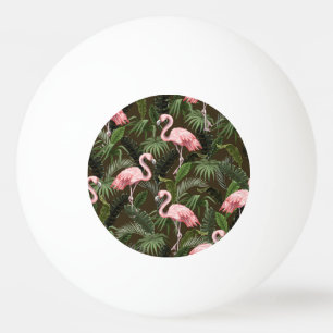 Balle De Ping Pong Modèle de flamingo tropical : Feuilles Vintages