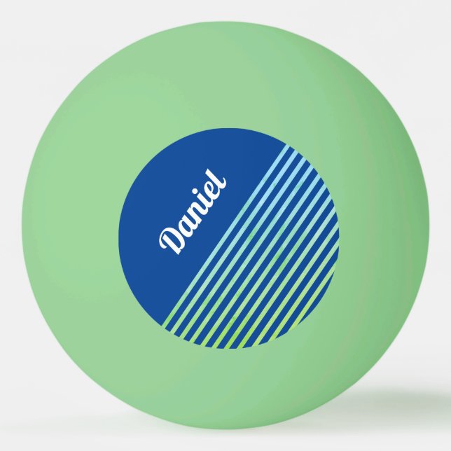 Balle De Ping Pong Modèle de nom personnalisé rayé bleu sport (Devant)