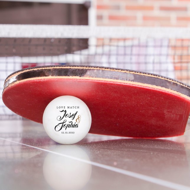 Balle De Ping Pong Modern Personalized Wedding Favor Couple Name Date (Modern wedding couple name date ping pong ball)