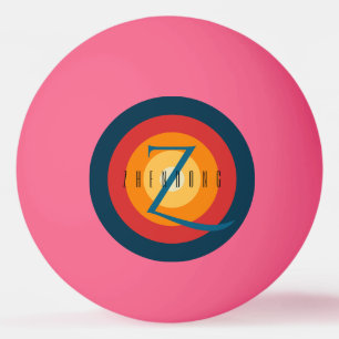 Balle De Ping Pong Moderne Élégant Chic Monogramme Initiale Personnal