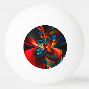 Balle De Ping Pong Moderne Floral Abstrait Art Orange Bleu Motif #14
