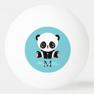 Balle De Ping Pong Monogram Cute Panda Personnalisé Bubble Gum Bleu