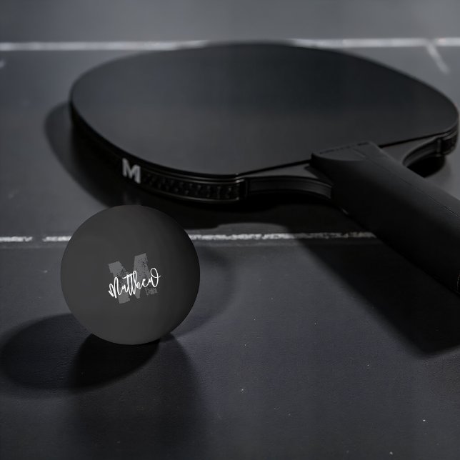 Balle De Ping Pong Monogram Modern Cool Grunge Ajouter Votre Nom (Créateur téléchargé)