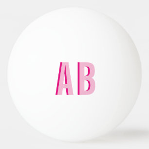 Balle De Ping Pong Monogramme à 2 lettres rose empilé gras