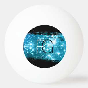 Balle De Ping Pong Monogramme blanc et noir, coup de pinceau Stardust