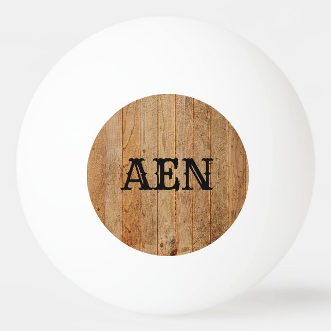Balle De Ping Pong Monogramme Bois Campagne Marron Noir  (Devant)