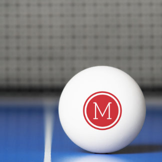 Balle De Ping Pong Monogramme Cercle rouge personnalisé