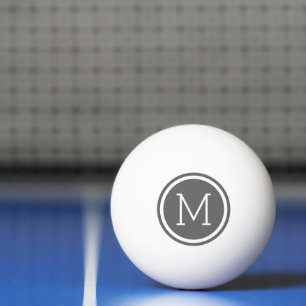 Balle De Ping Pong Monogramme circulaire gris charbon Personnalisé