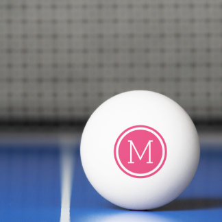 Balle De Ping Pong Monogramme circulaire rose personnalisé