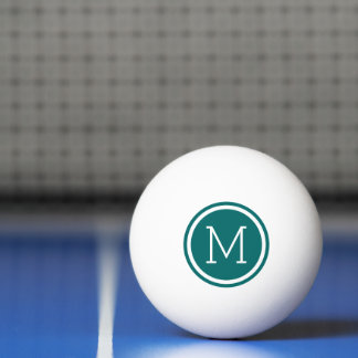 Balle De Ping Pong Monogramme circulaire Turquoise foncé personnalisé