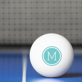Balle De Ping Pong Monogramme circulaire Turquoise Personnalisé