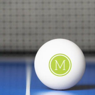 Balle De Ping Pong Monogramme circulaire vert personnalisé