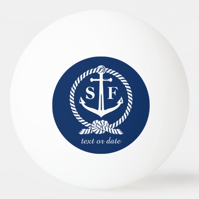 Balle De Ping Pong Monogramme classique Ancre bleu marine Bateau de p (Devant)