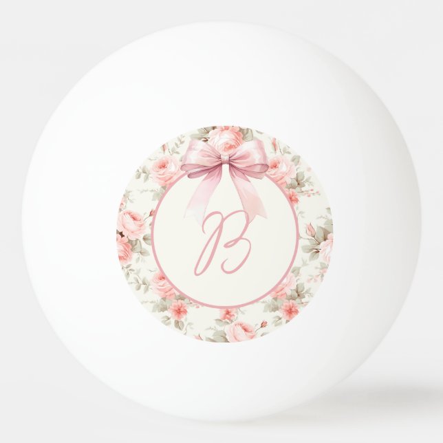 Balle De Ping Pong Monogramme Coquette Rose Bow (Devant)