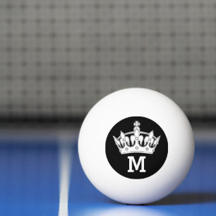 Balle De Ping Pong Monogramme Couronne Blanche Personnalisé
