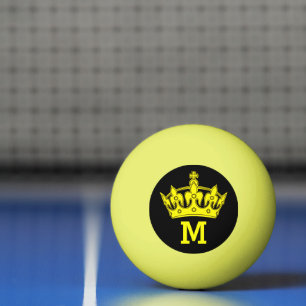 Balle De Ping Pong Monogramme Couronne Jaune Personnalisé