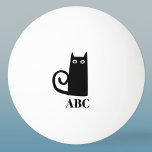 Balle De Ping Pong Monogramme de chat noir amusant<br><div class="desc">Joli petit chat noir pour la chance. Art original de Nic Squirrell. Modifiez les initiales du monogramme pour personnaliser.</div>