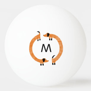 Balle De Ping Pong Monogramme de chien de saucisse Dachshund