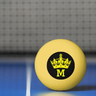Balle De Ping Pong Monogramme de couronne jaune personnalisé