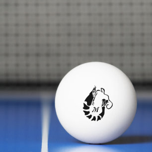 Balle De Ping Pong Monogramme de crevettes en forme de crayon noir