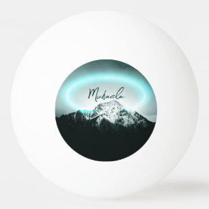 Balle De Ping Pong Monogramme de lumière de néon bleu mystérieux de m