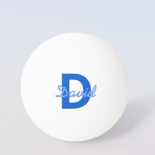 Balle De Ping Pong Monogramme de nom blanc bleu foncé et clair modifi