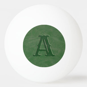 Balle De Ping Pong Monogramme de texture en cuir vert rustique