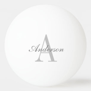 Balle De Ping Pong Monogramme élégant blanc et gris
