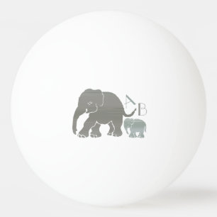 Balle De Ping Pong Monogramme Eléphants gris et olive