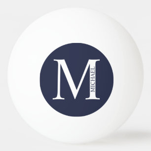 Balle De Ping Pong Monogramme et nom personnalisés bleu marine
