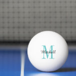 Balle De Ping Pong Monogramme et nom Turquoise Personnalisé<br><div class="desc">Boules de ping-pong personnalisées avec votre nom et monogramme ou autre texte personnalisé. Cliquez sur Customiser pour modifier les polices et les couleurs ou ajouter votre propre texte et images pour créer un cadeau unique.</div>