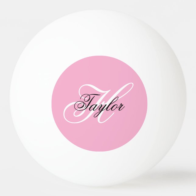 Balle De Ping Pong Monogramme fantaisie noir et blanc Rose (Devant)
