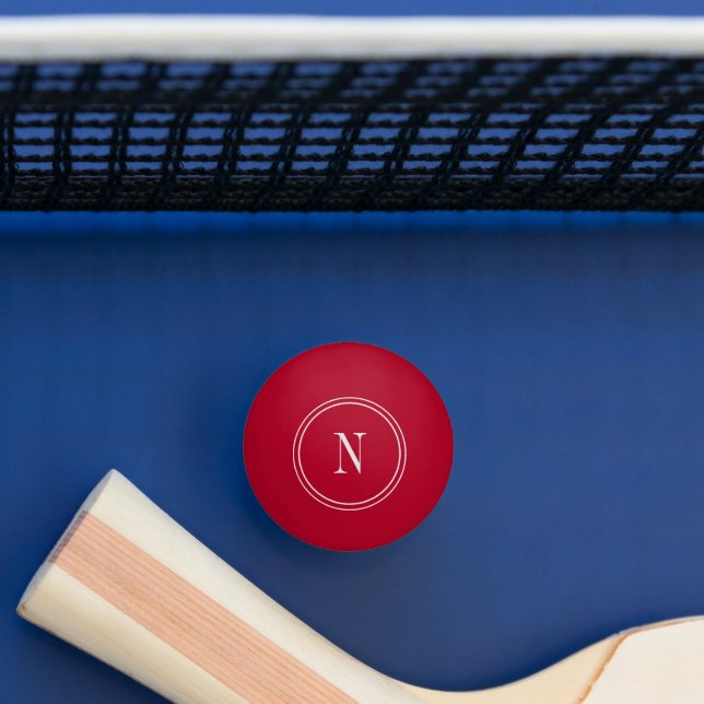 Balle De Ping Pong Monogramme initiale rouge et blanc moderne (Tableau)