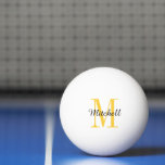Balle De Ping Pong Monogramme jaune et nom Personnalisé<br><div class="desc">Boules de ping-pong personnalisées avec votre nom et monogramme ou autre texte personnalisé. Cliquez sur Customiser pour modifier les polices et les couleurs ou ajouter votre propre texte et images pour créer un cadeau unique.</div>