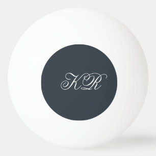 Balle De Ping Pong Monogramme Minimaliste Bleu Marine Blanc Initiales