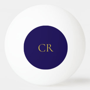 Balle De Ping Pong Monogramme minimaliste moderne bleu et or