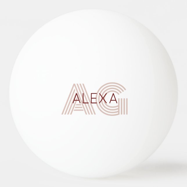 Balle De Ping Pong Monogramme moderne beige et vin (Devant)