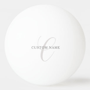 Balle De Ping Pong Monogramme Moderne Élégant Gris & Blanc (modifia