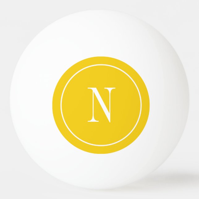 Balle De Ping Pong Monogramme moderne jaune et blanc (Dos)