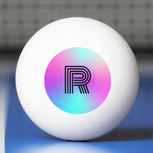 Balle De Ping Pong Monogramme néon rose bleu et violet ombre