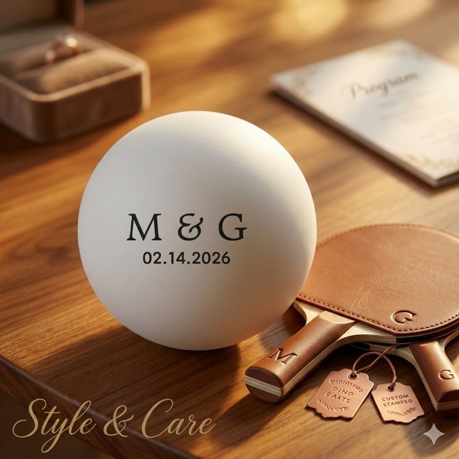 Balle De Ping Pong Monogramme personnalisé et date personnalisés (Custom Monogram and Date Personalized Ping Pong Ball)