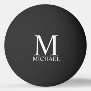 Balle De Ping Pong Monogramme personnalisé et nom noir