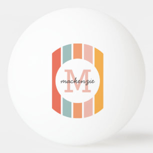 Balle De Ping Pong Monogramme Retro Grandes Colorées Personnalisées